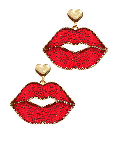 Glitter Heart & Lip Dangle Earrings
