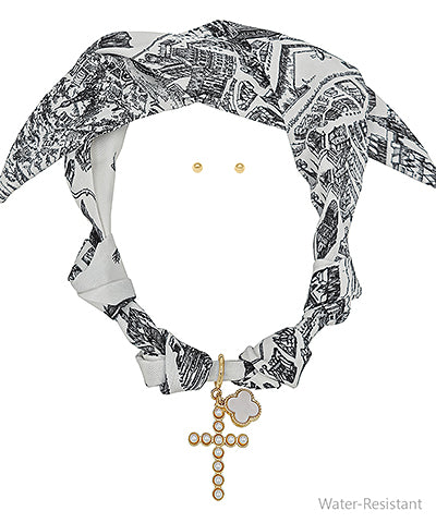 Cross & Clover Scarf Necklace
