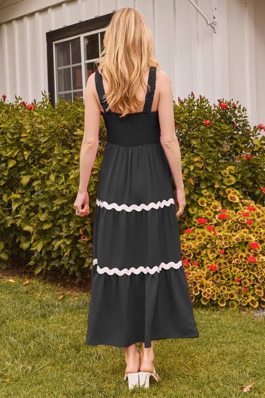 Black Tiered Midi Dress