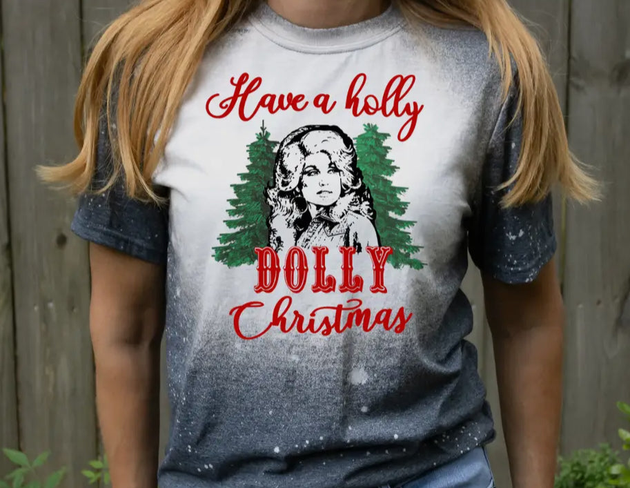 Holly Dolly Christmas Bleached Tee