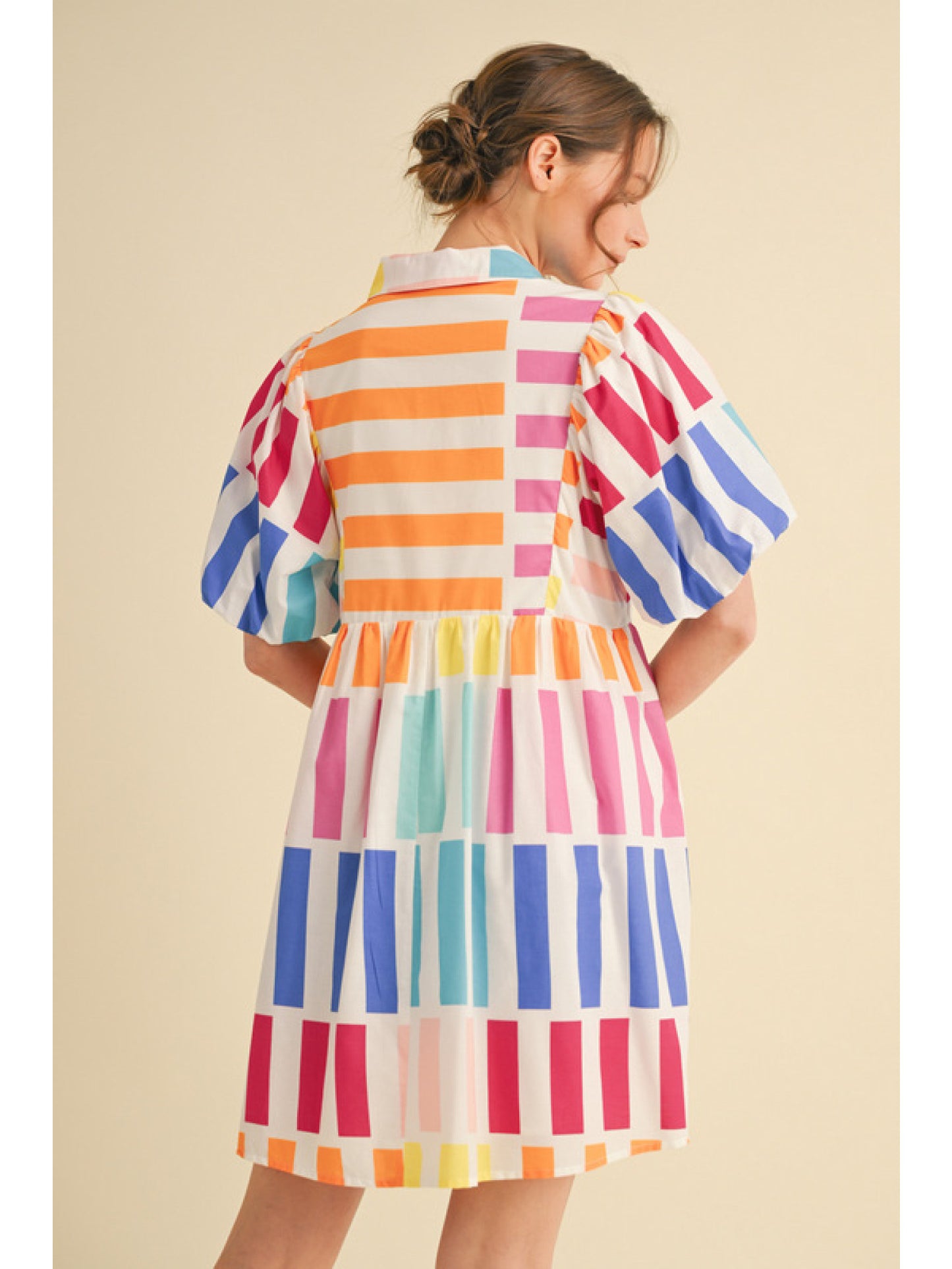 Colorful Striped Babydoll Dress