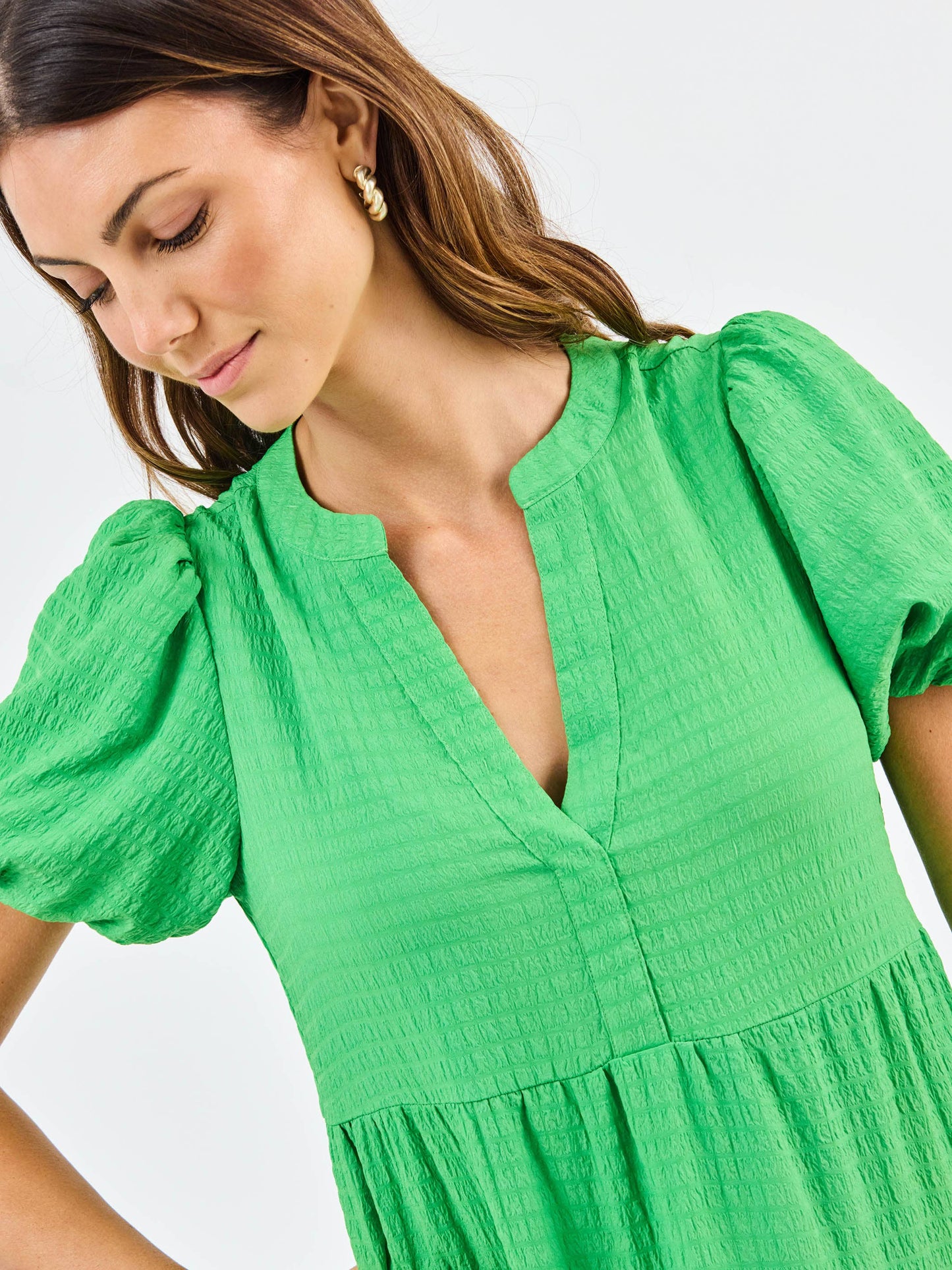 Kinsley Seersucker Dress/ Green