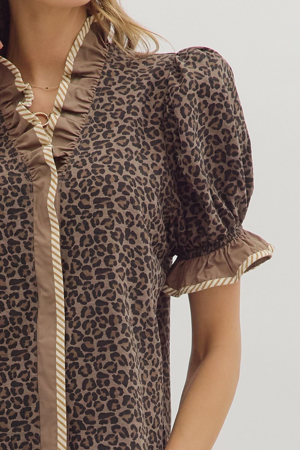 The Wild Luxe Ruffle Blouse in Mocha ✨