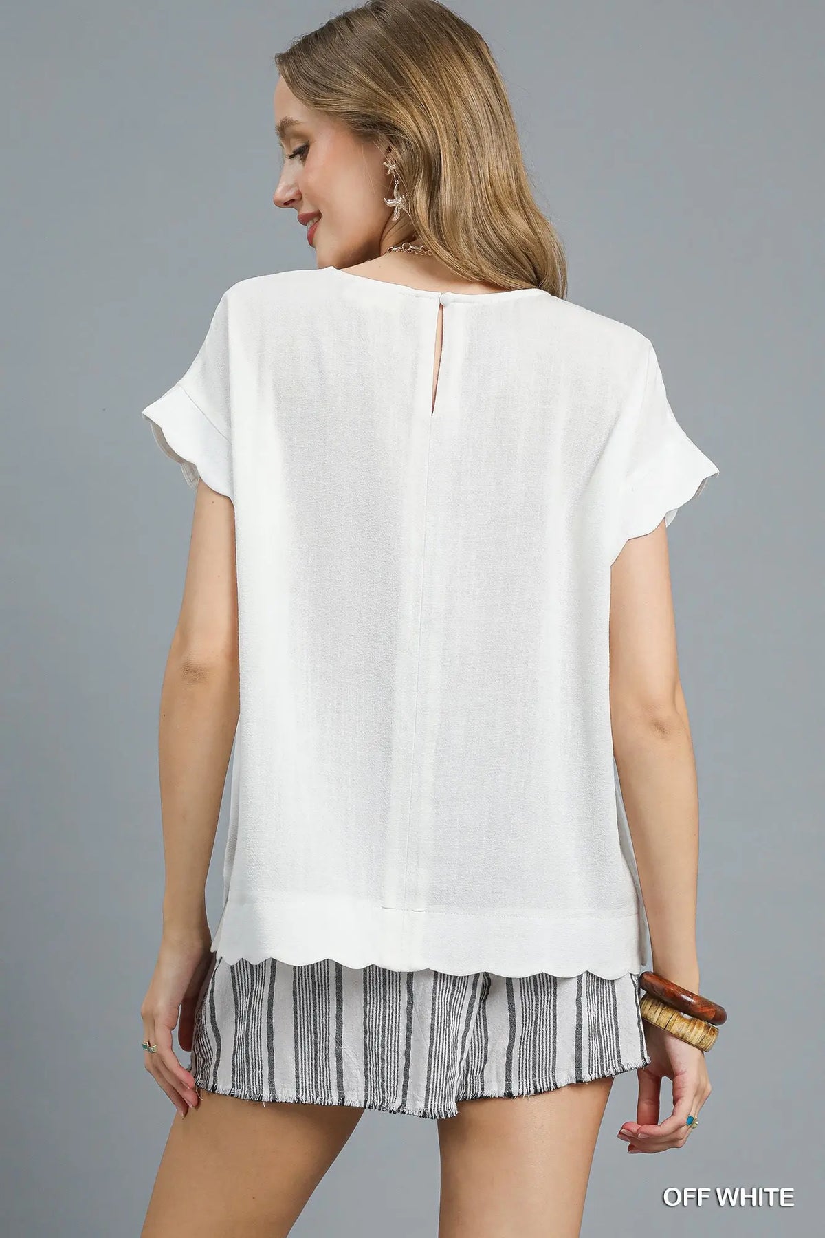 Scalloped Edge Top – Off White