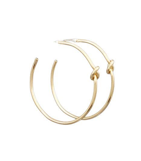 Gold Knot Hoop Earrings | Skinny Hoop