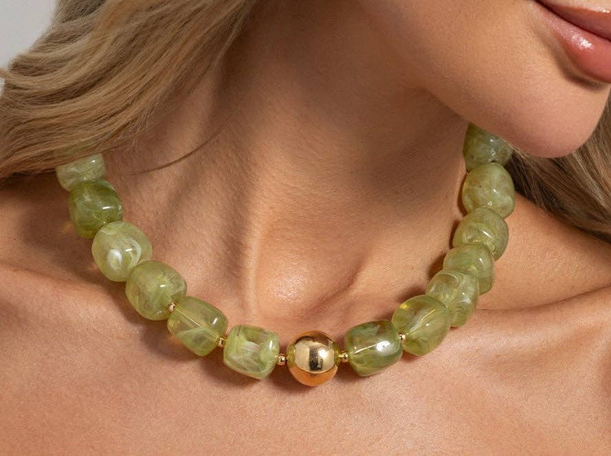 Green & Gold Bead Necklace