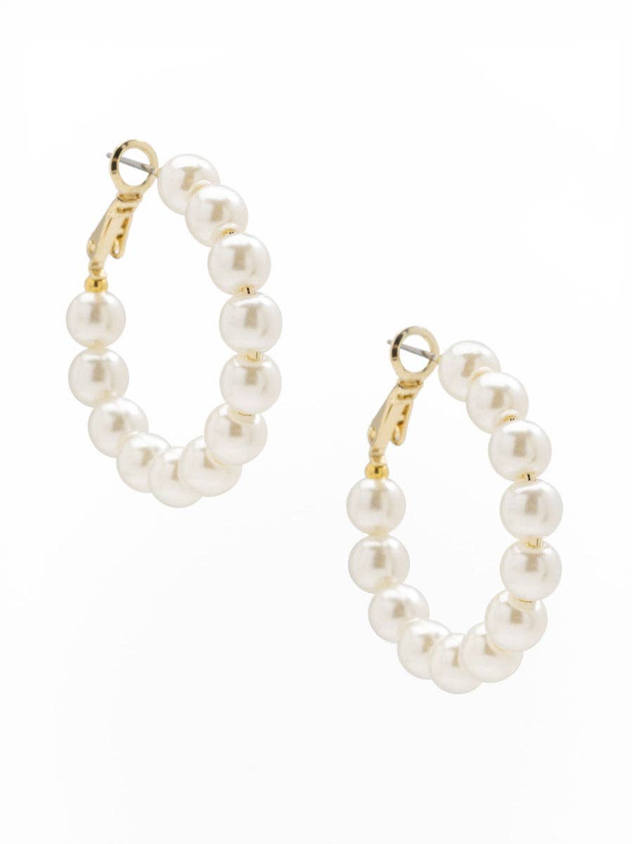 Small Pearl Beaded Hoop