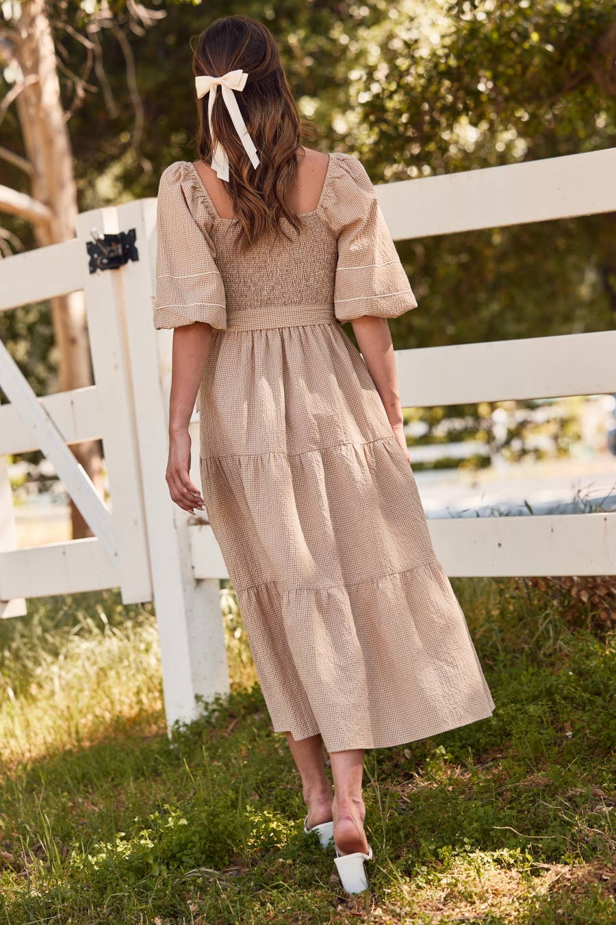 Textured Midi Dress: Linen / S