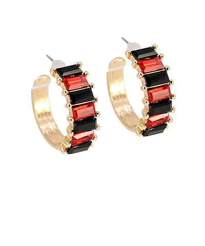 Victory Sparkle Baguette Hoops