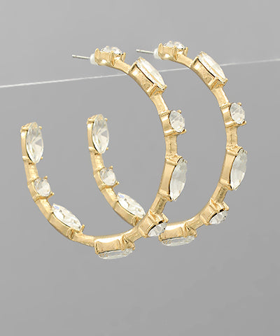 Clear Crystal Studded Hoops