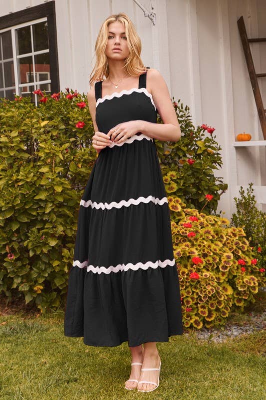 Black Tiered Midi Dress