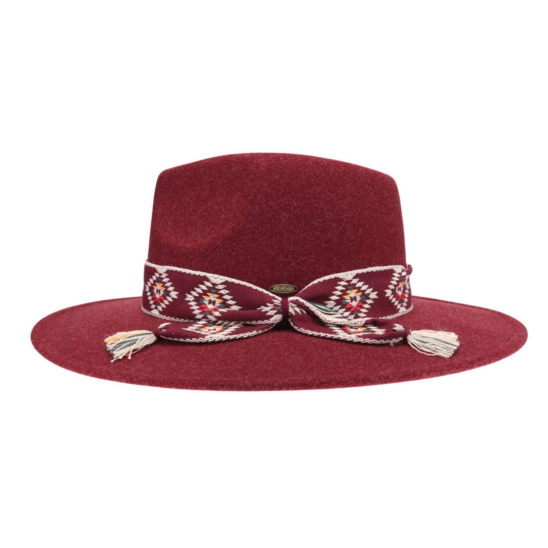 Dove Aztec Trim Band Vegan Fabric C.C Panama Hat