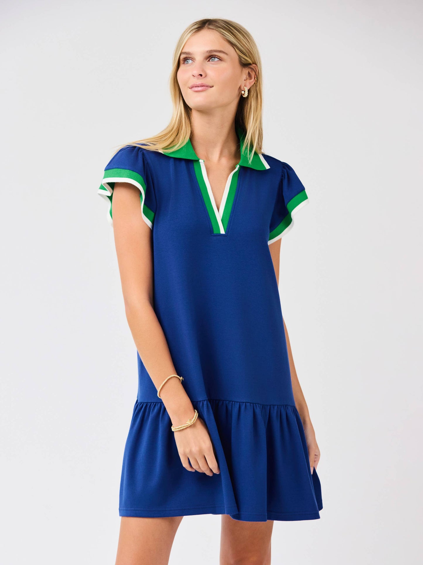 Carissa Dress/ Navy + Green