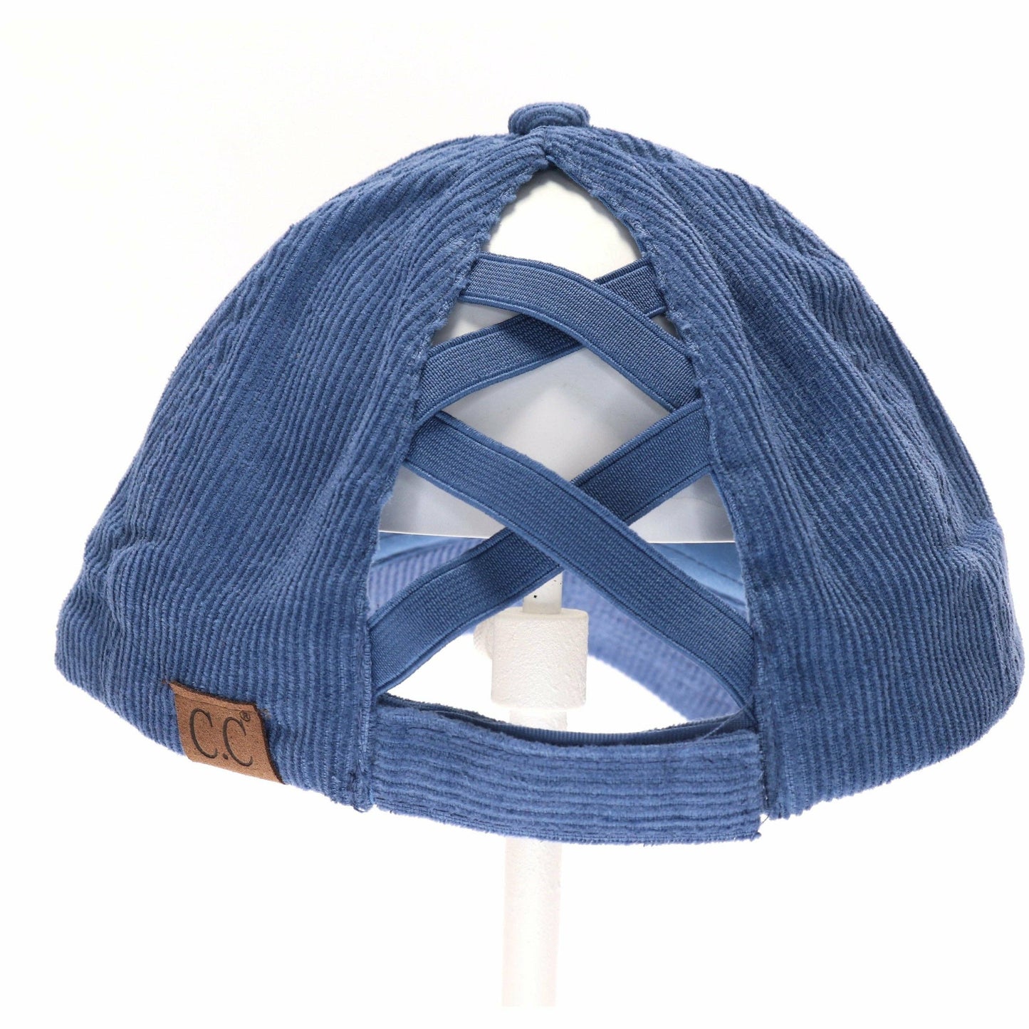 Red Corduroy Criss Cross High Pony CC Ball Cap