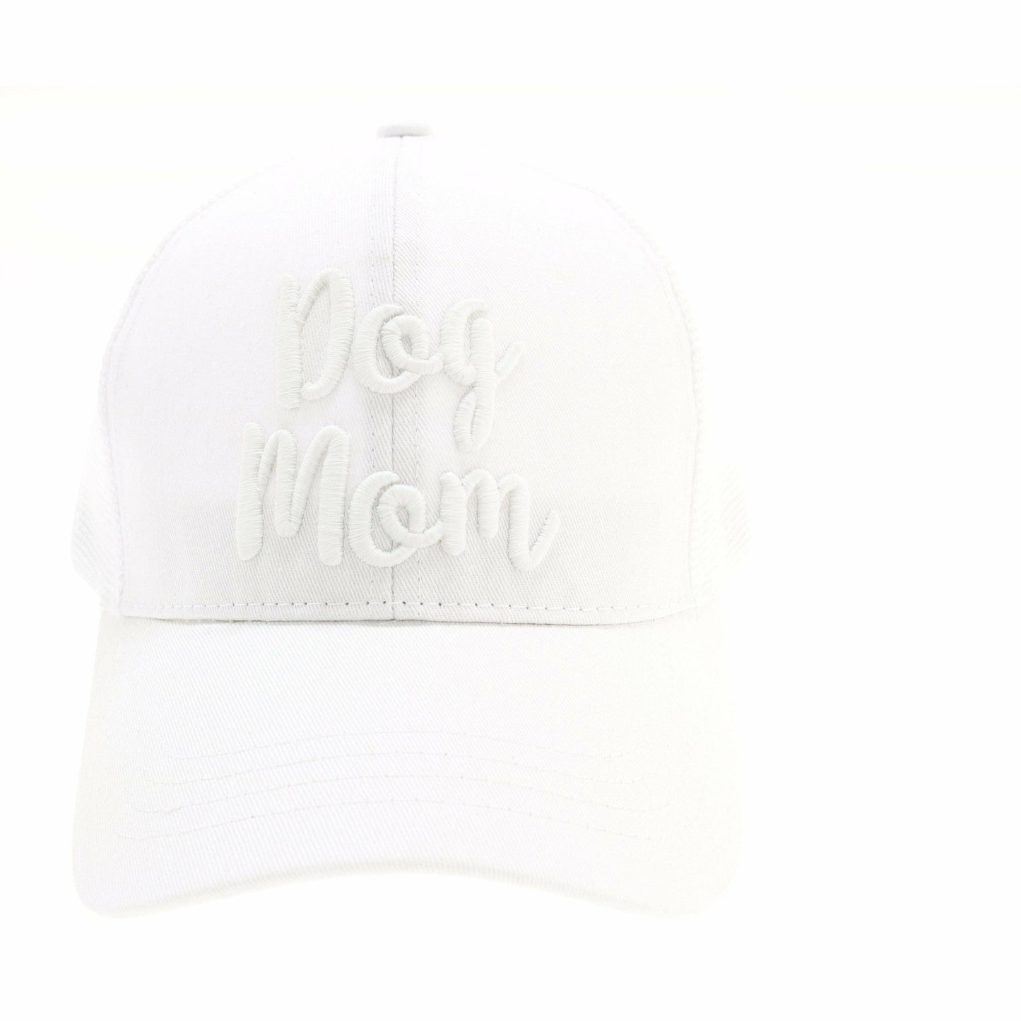 Navy Dog Mom Embroidered Mesh Back High Ponytail CC Ball Cap