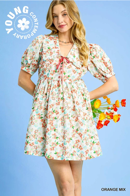 Citrus Bloom Babydoll Dress