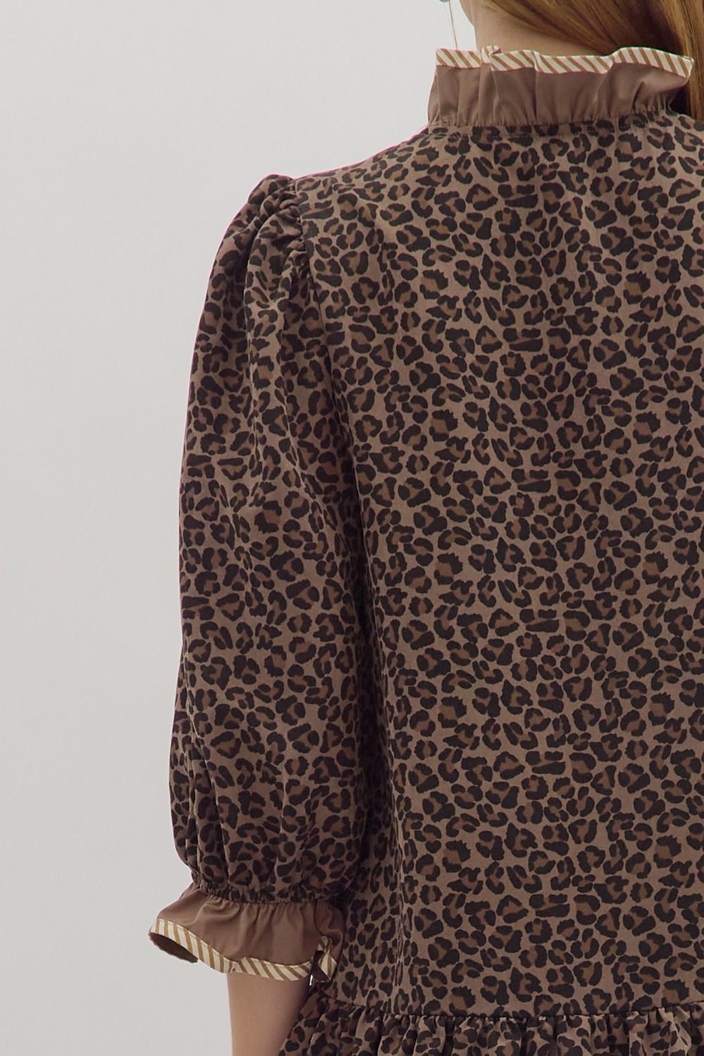 Wild Luxe in Mocha Leopard Ruffle Dress