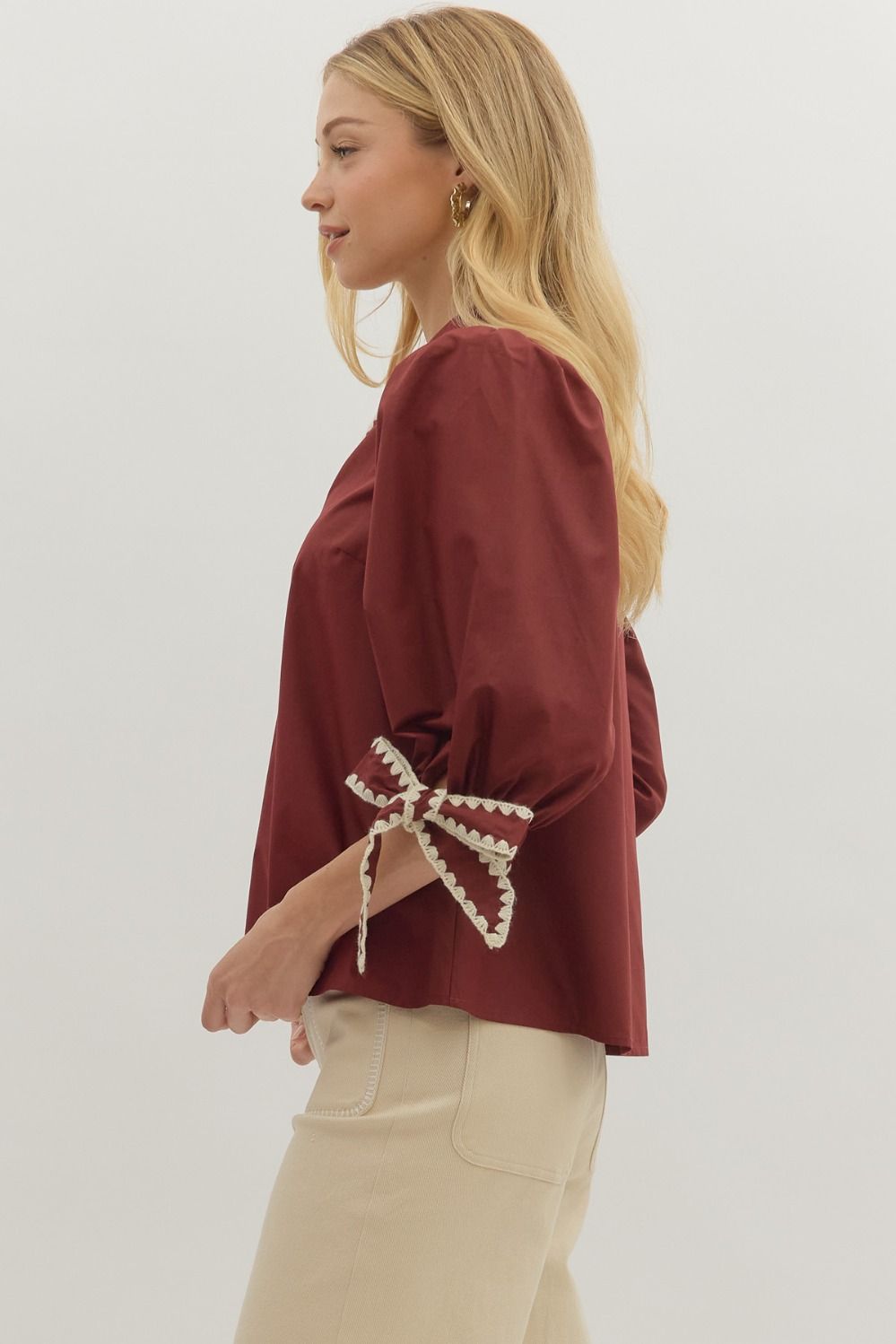 Burgundy Belle Trim Blouse