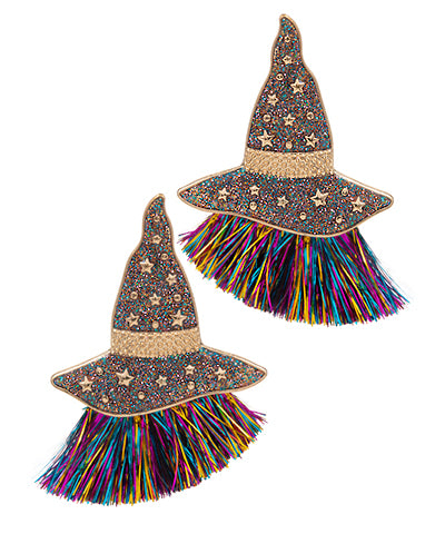 Sparkle & Spell Fringe Witch Hat Earrings