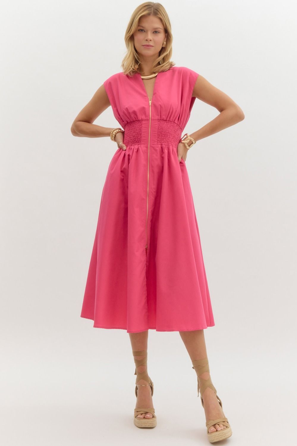 Magenta Midi Dress