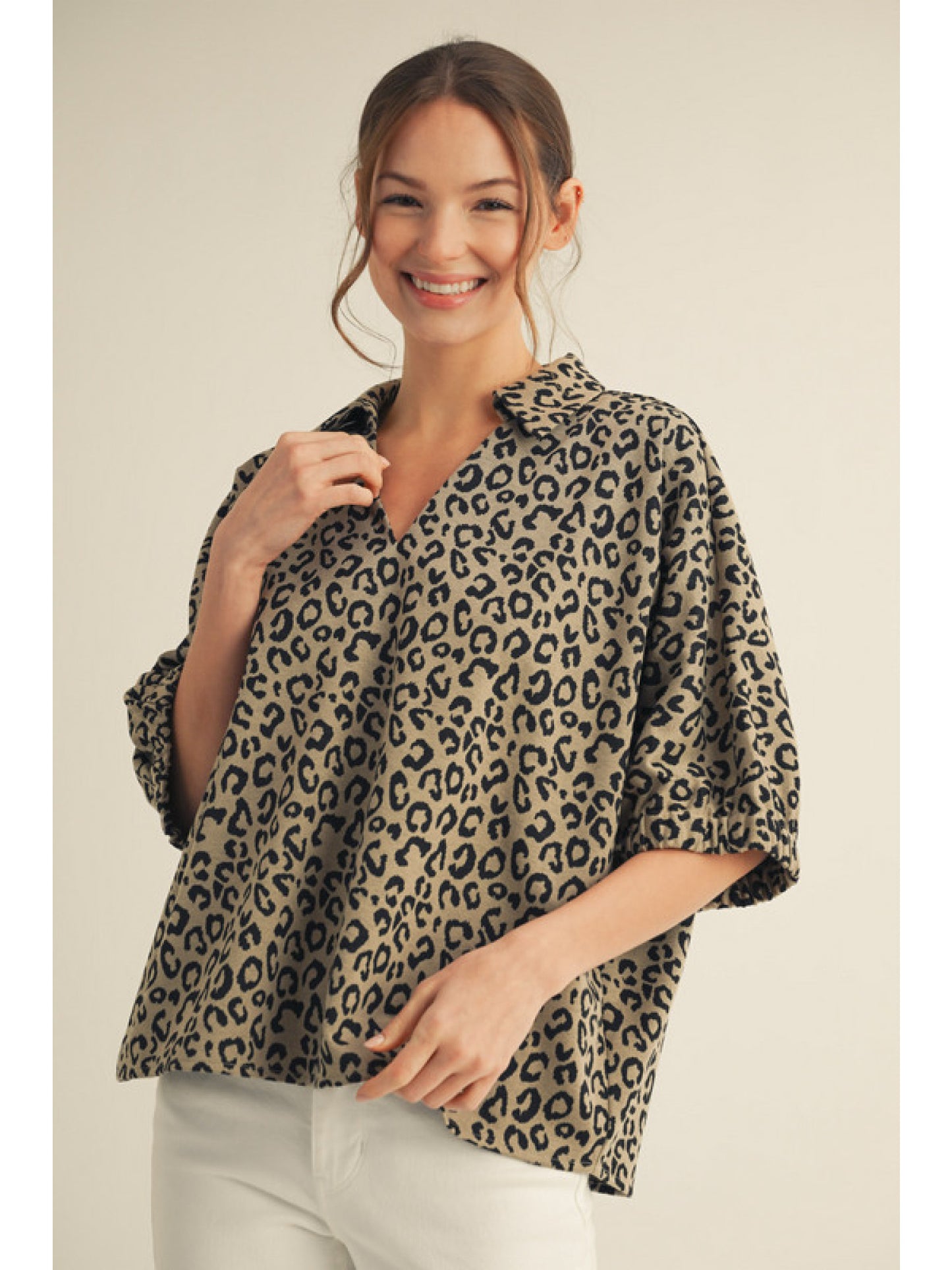 Simply Wild Oatmeal Leopard Top π