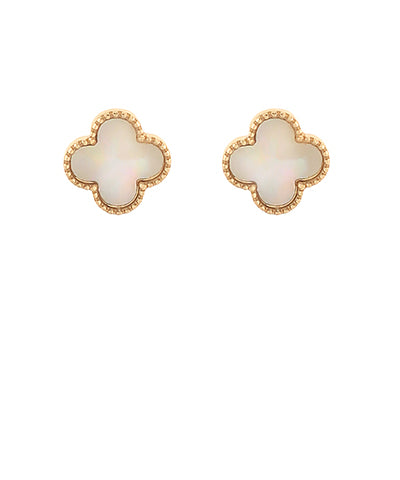 Mother of Pearl Clover Stud Earrings