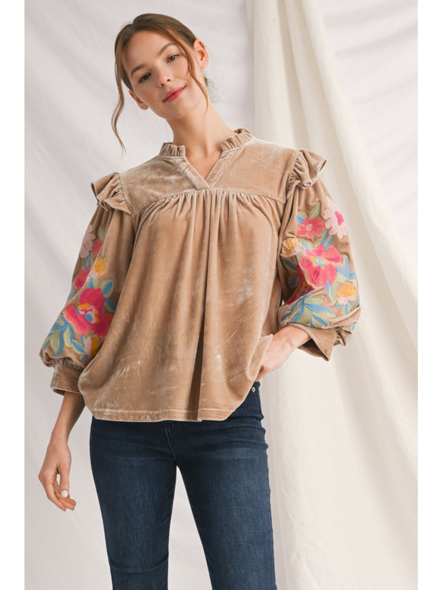 Blushing Meadow Velvet Top