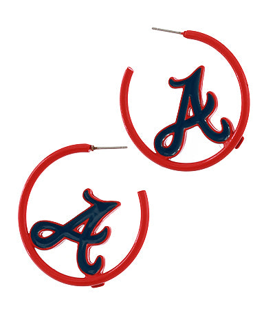Red Atlanta Braves A Hoop Earrings