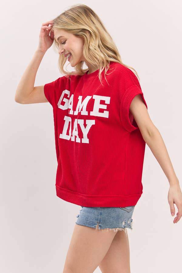 Game Day Ribbed Knit Top
