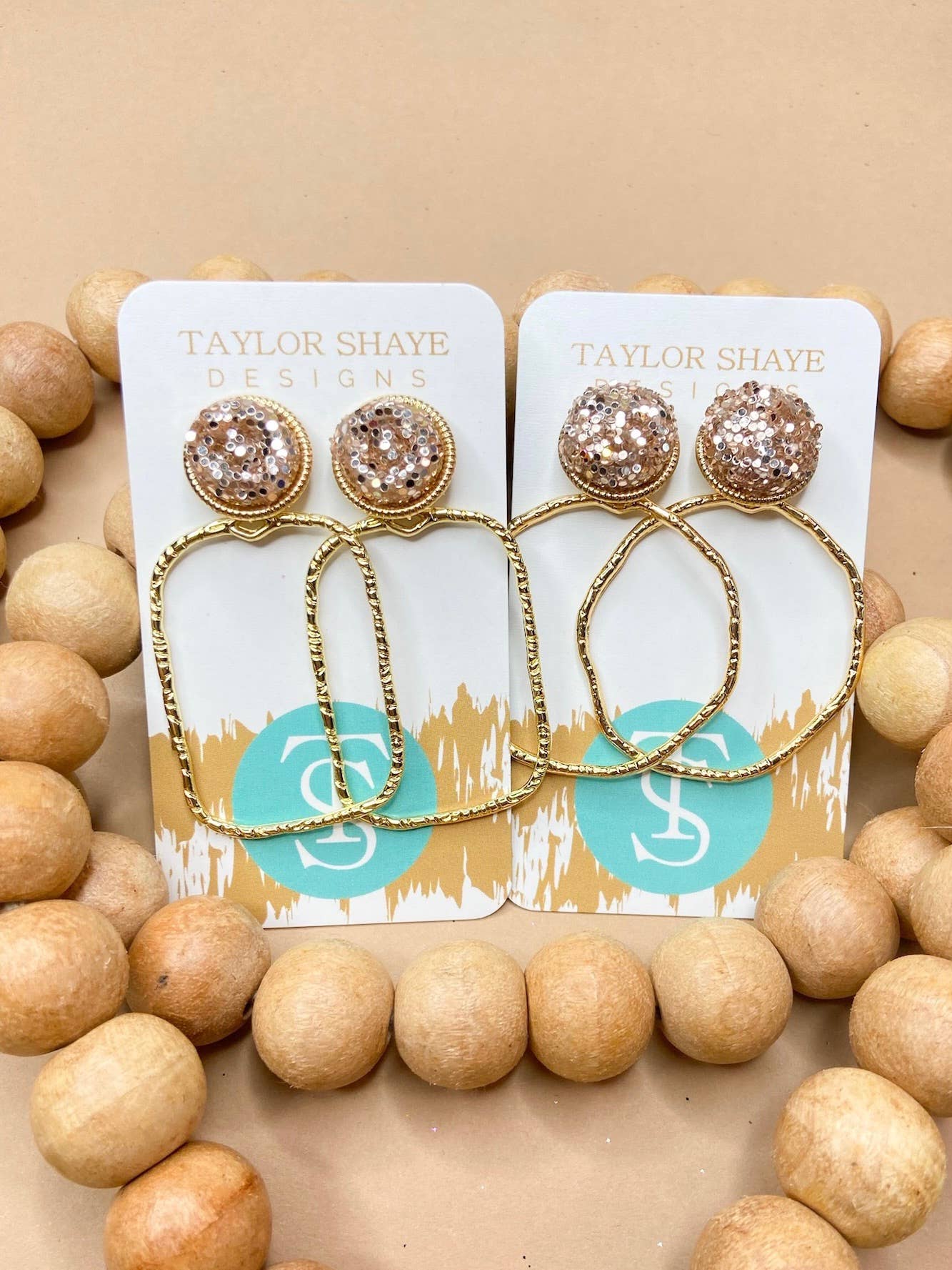 Glitter Top Rectangle Hoops