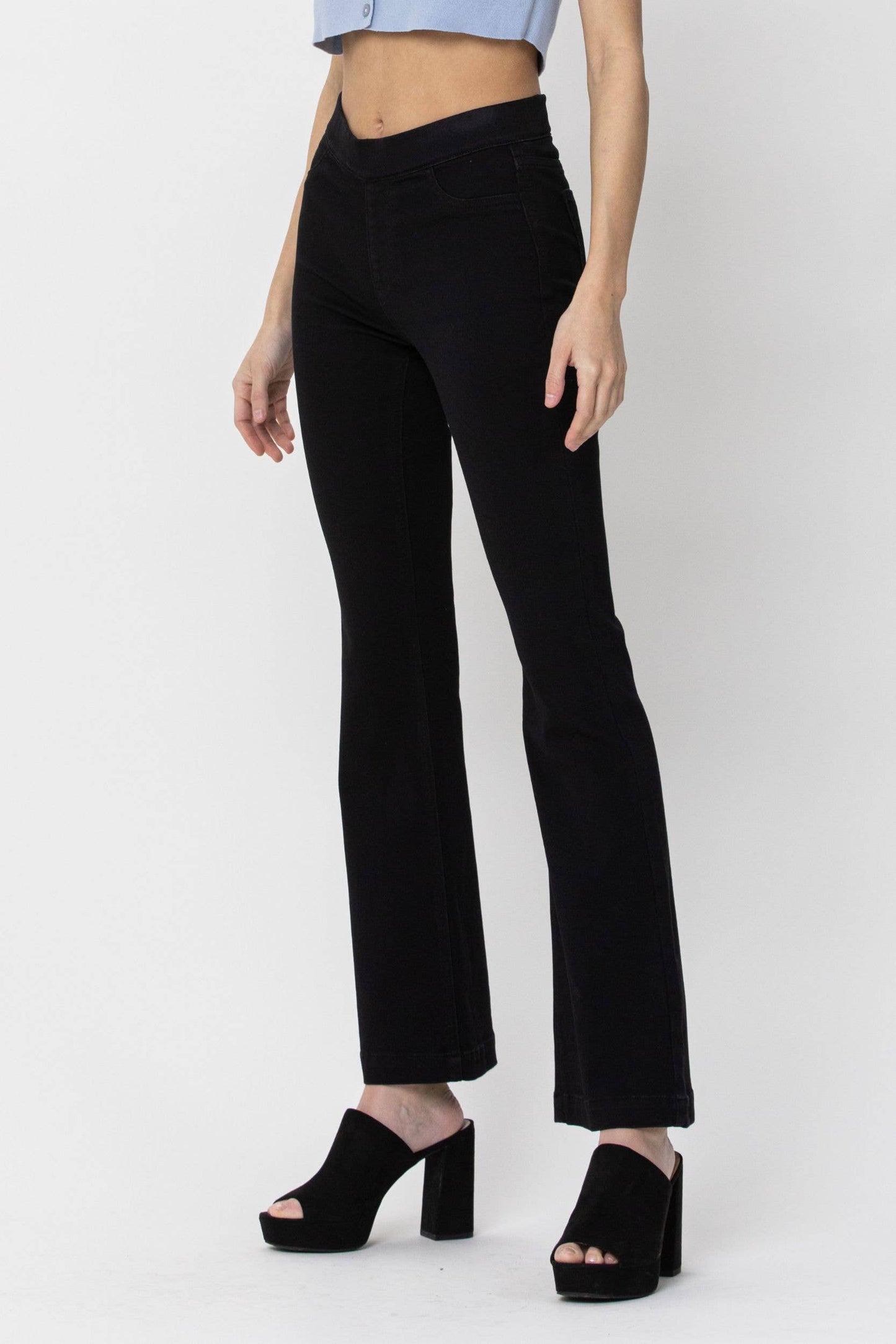Cello Black Petite Flare Jeans