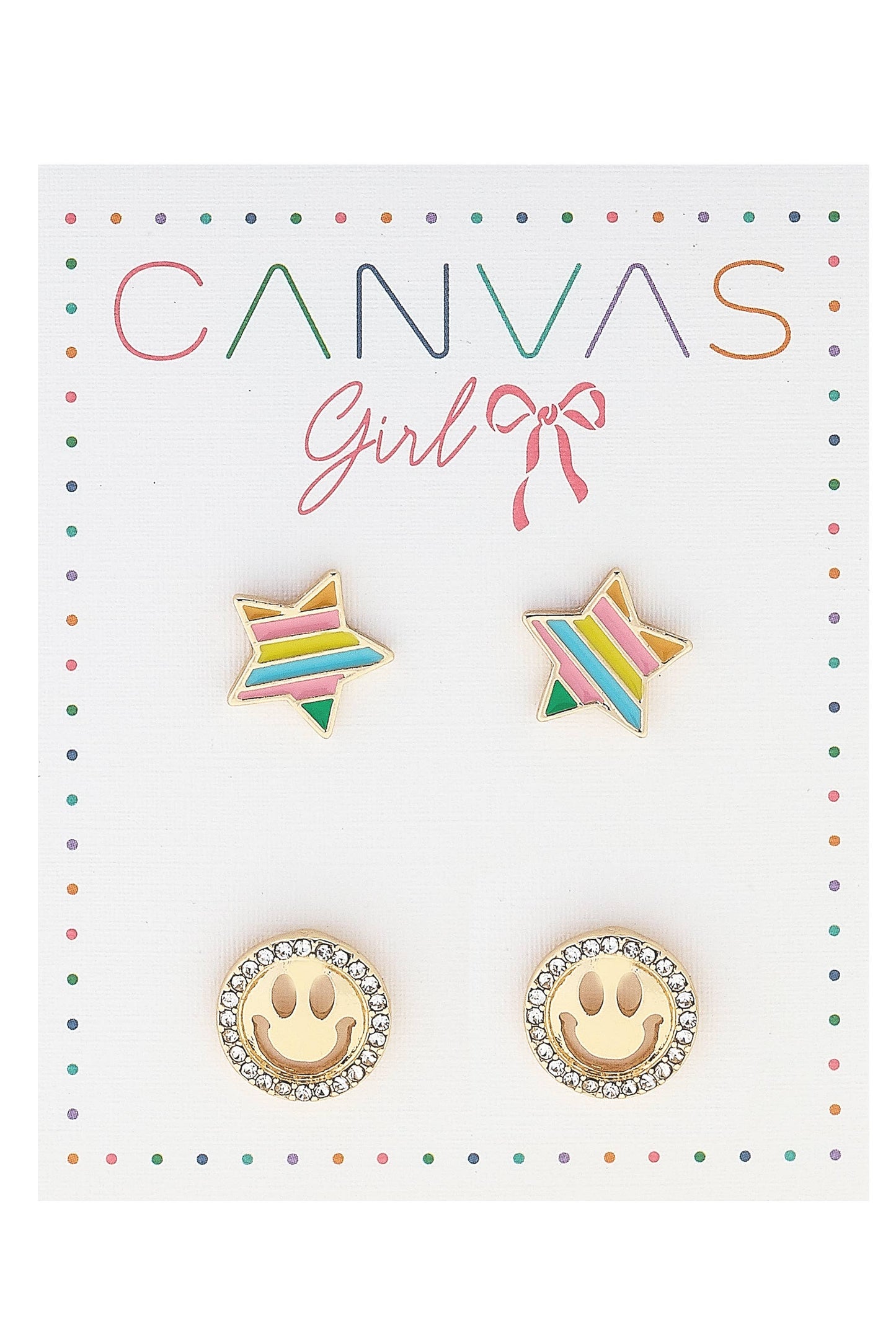 Izzy Rainbow Star & Smiley Face Children's Earrings Set