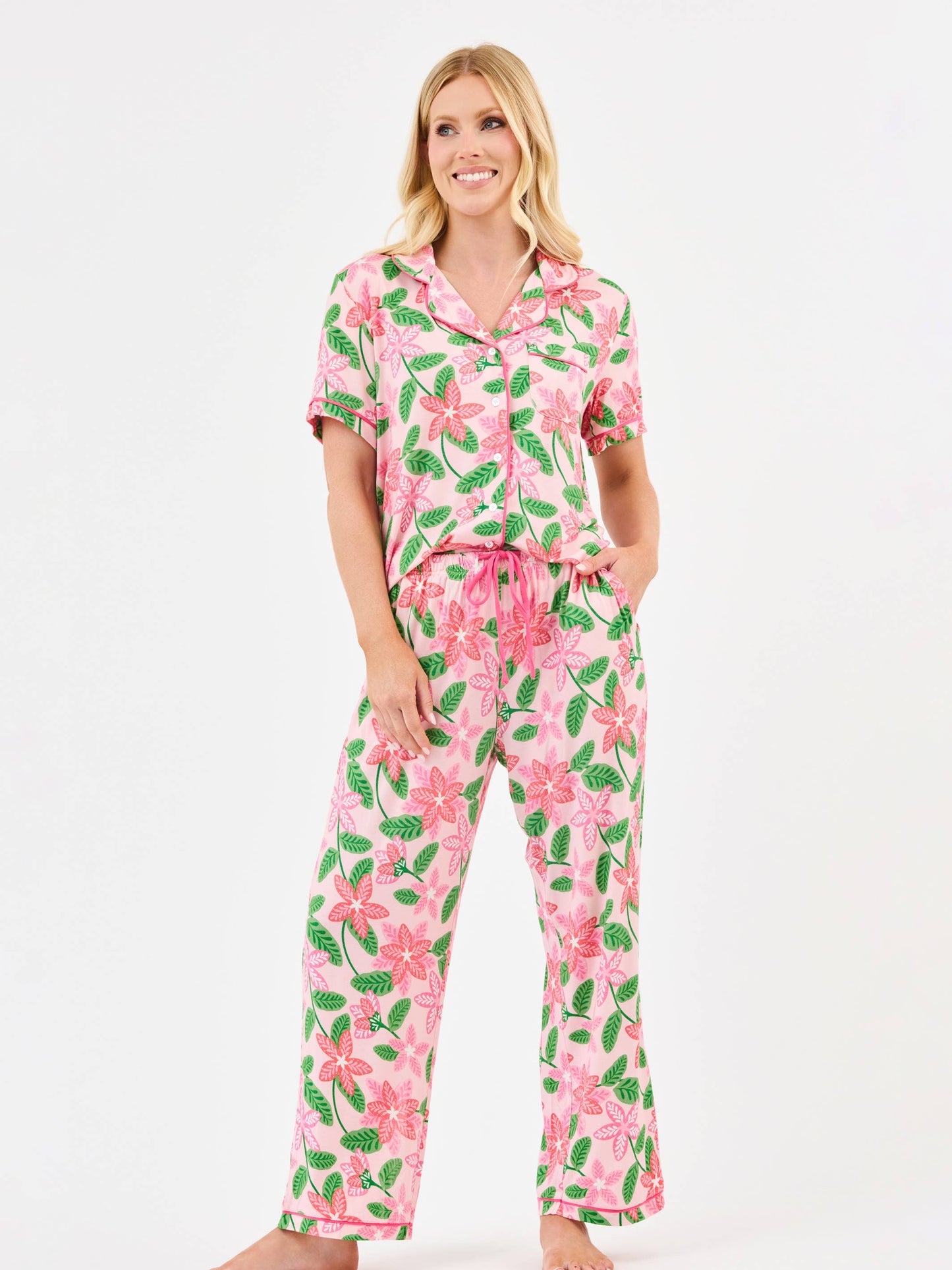 Women's Charlotte Pajama Pants Set | Island Muse Pink: XS