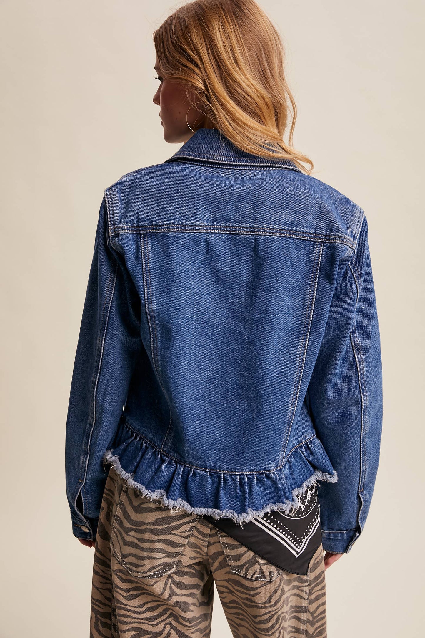 Boho Ruffle Hem Denim Jacket