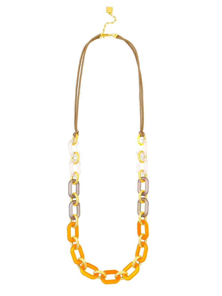 Multi-Color Resin Oval Links Long Necklace: MLT
