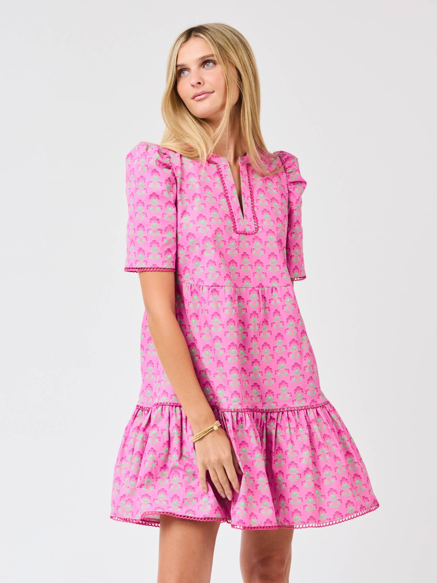 Adelyn Dress/ Deco Lilies Fuchsia by Mary Square
