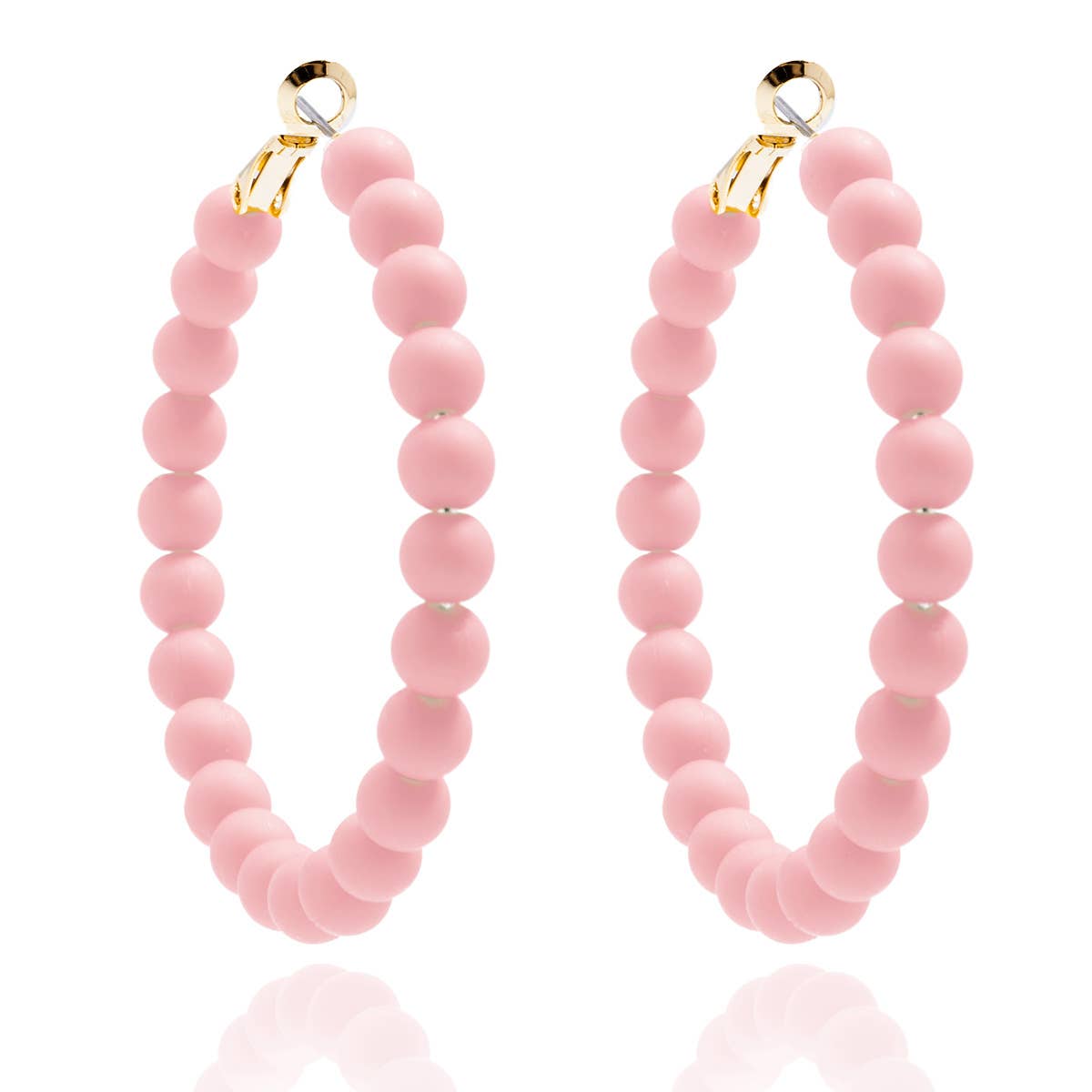 Rose Matte Beaded Hoop Earring