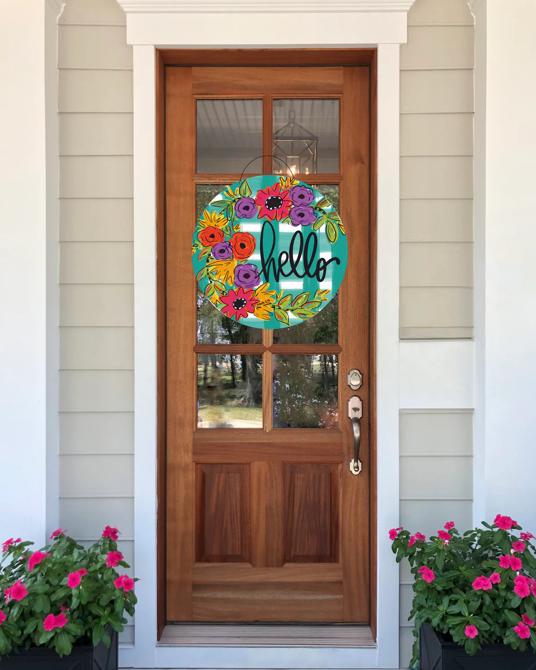 Hello Floral Door Hanger