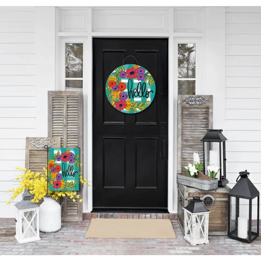 Hello Floral Door Hanger