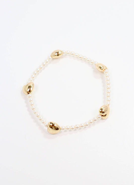 You Are Loved Heart Pearl Bracelet