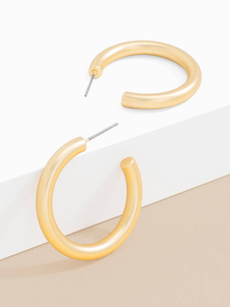 Small Chunky Matte Gold Hoop Earrings