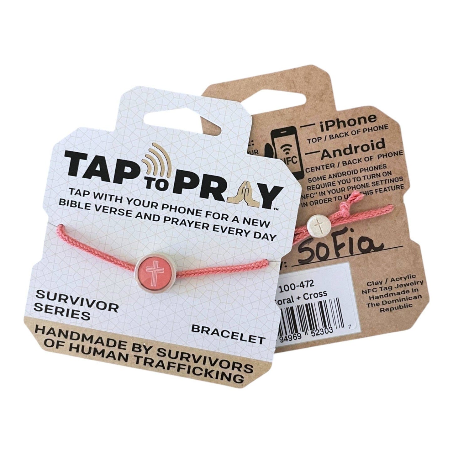 Tap To Pray® Survivor Series Bracelet: 14K Gold-Plated + Vanilla Cross