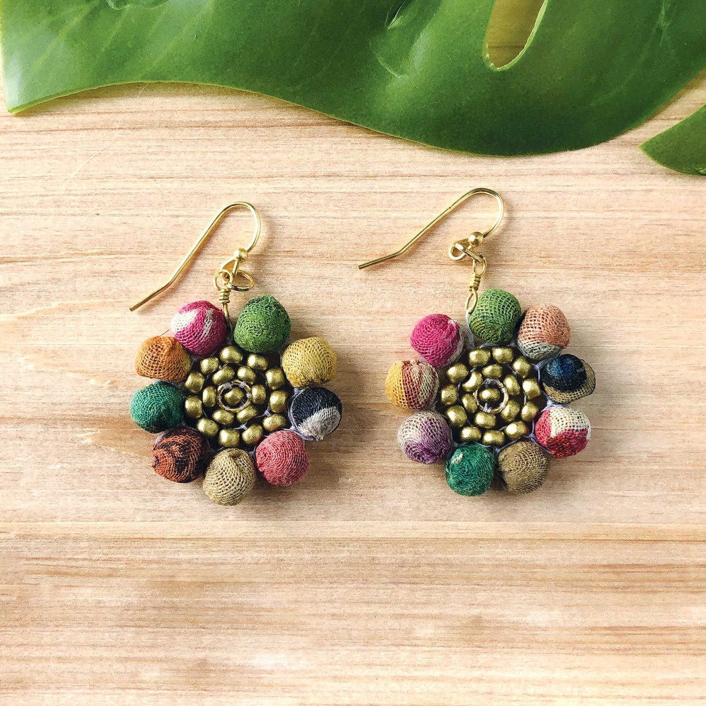 Kantha Sunflower Earrings