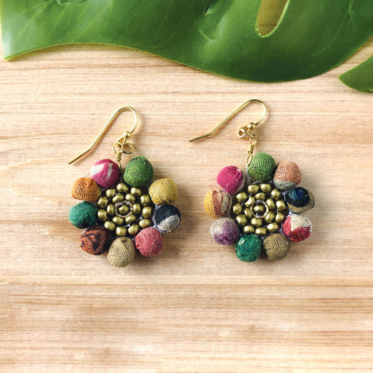 Kantha Sunflower Earrings
