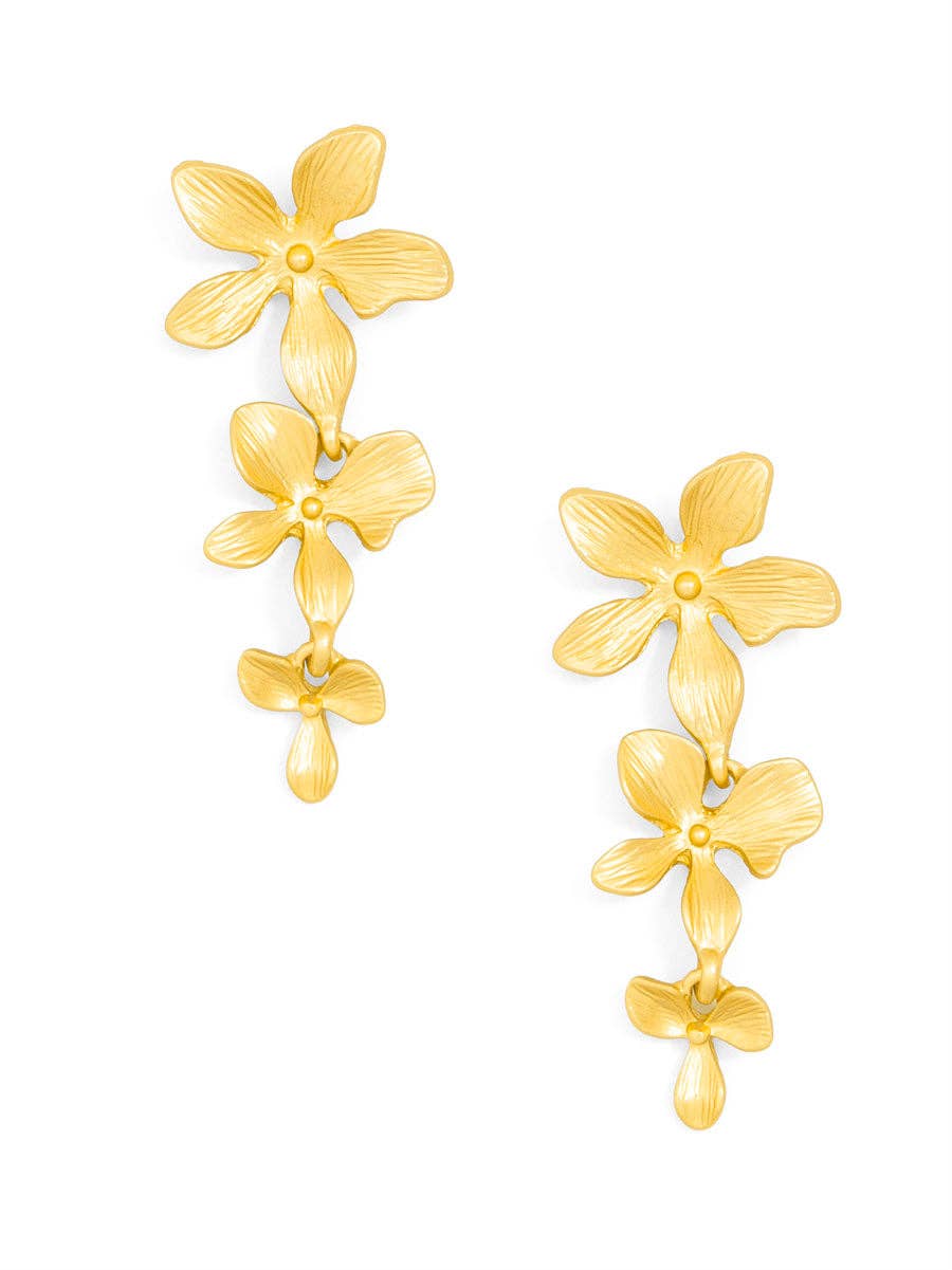 Triple Metal Flower Drop Earring: MG