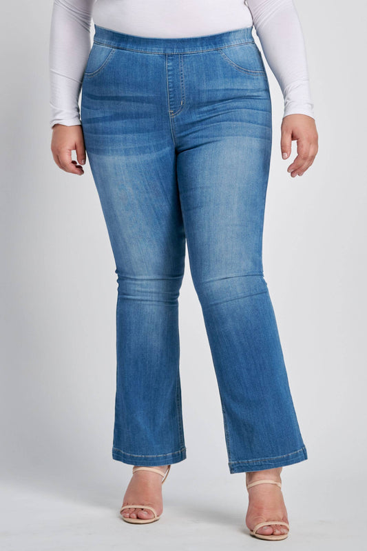 Plus Mid Rise Medium wash Flare Jegging (30") [AB35324MP-30]: 1X