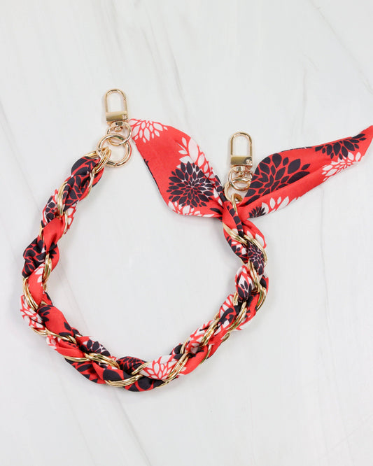 Serafina Scarf Purse Chain Black & Red Floral