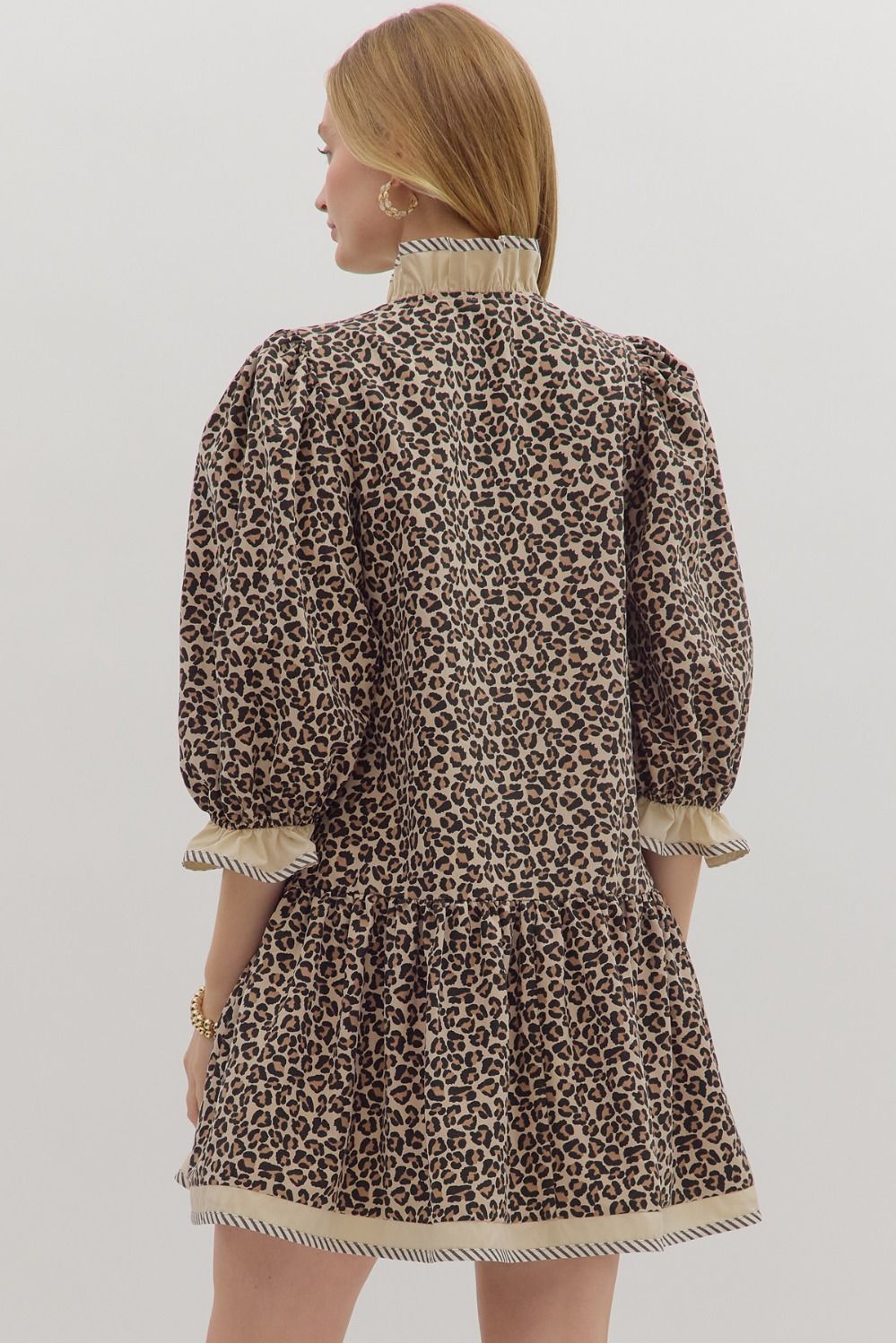 Wild Luxe in Tan Leopard Ruffle Dress