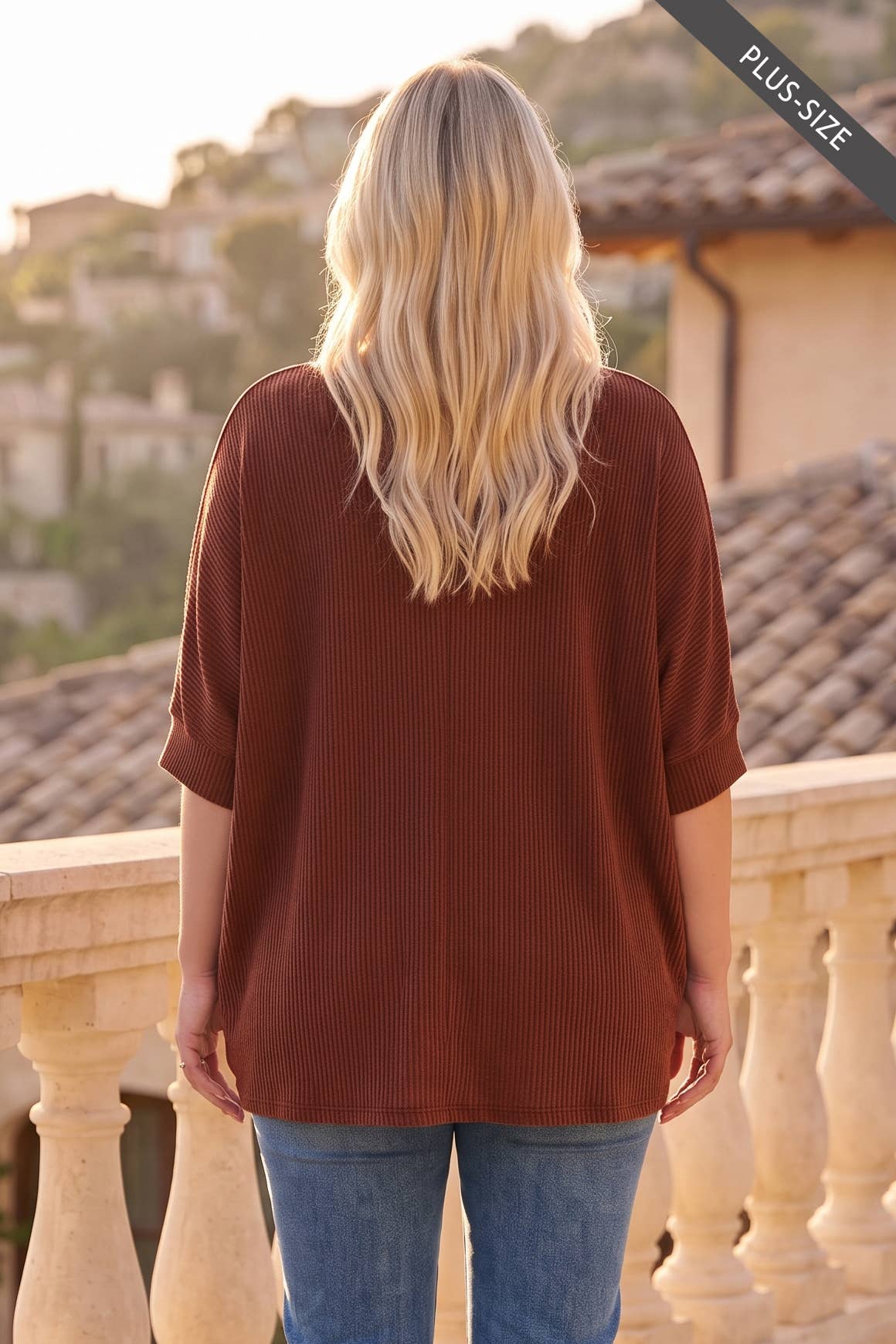 PLUS SIZE Oversized Curly Rib Top: OLIVE / 2X/3X