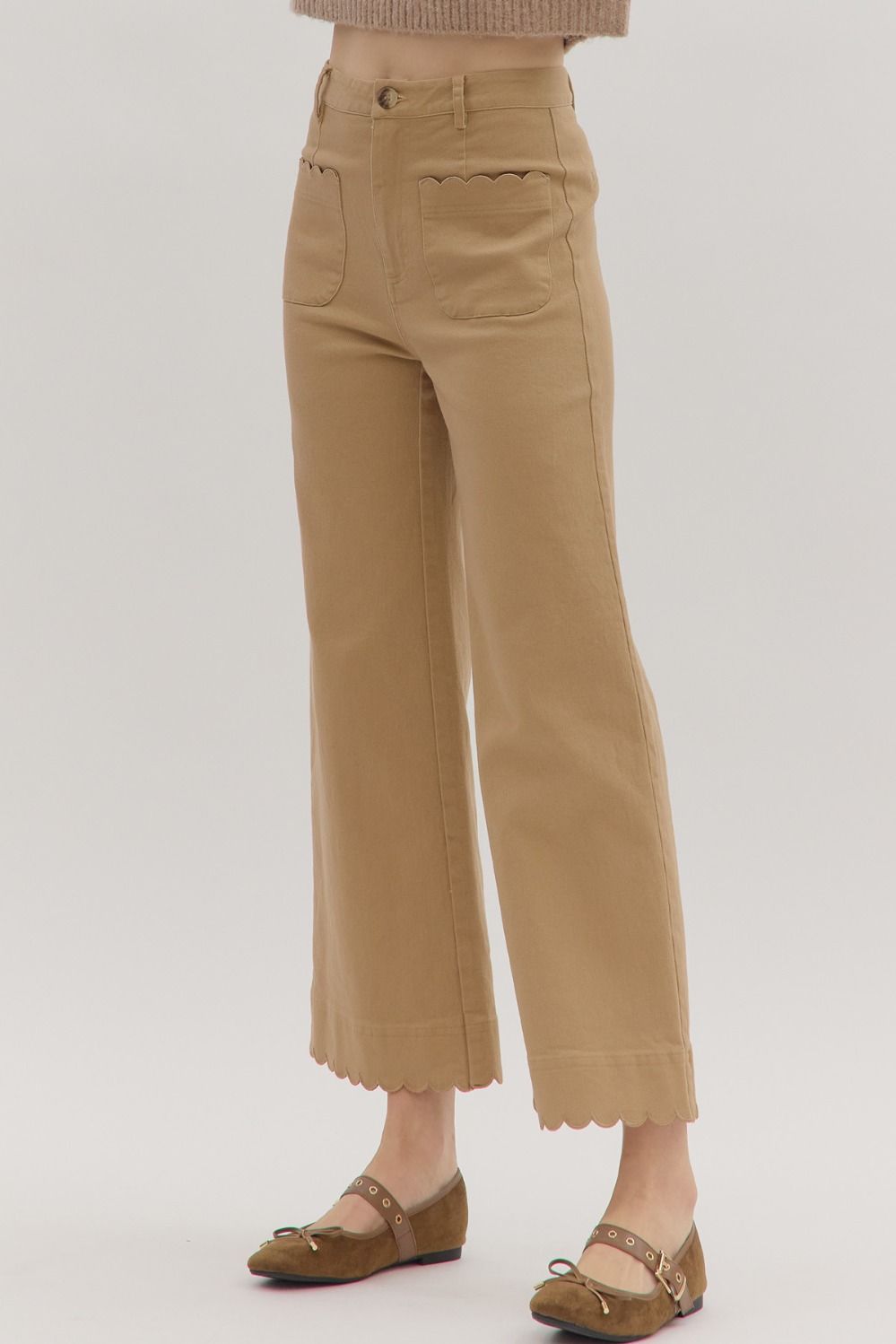 Scalloped Sweetheart Wide Leg Pants